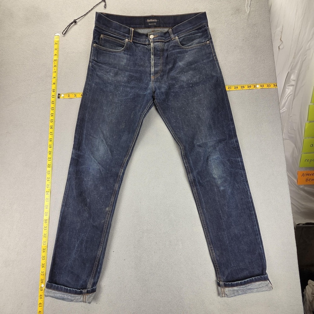 Selvedge Jeans Mens Blue Balibaris Regular Tapered Honeycomb Fits 33x33